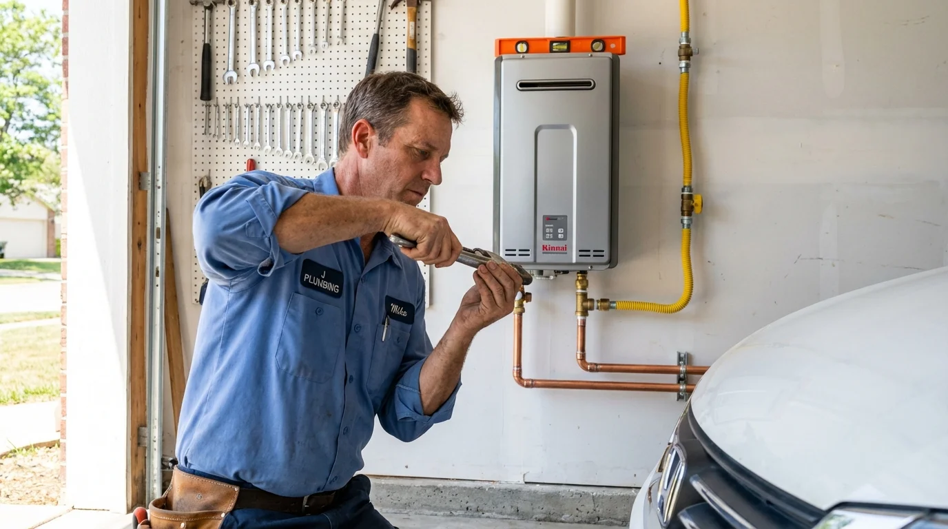 Tankless water heater installation by a Johns Plumbing LLC plumber in Winthrop